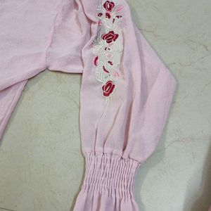 Pink Colour Shrug With Embroidery Designs