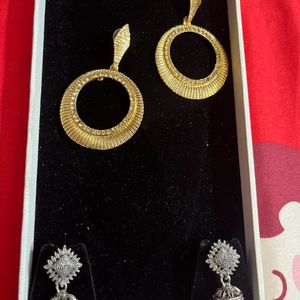 Combo Of Golden And Silver Earrings