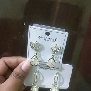 Two Pair Korean Gold Plated Earrings