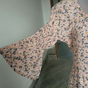 Mystic Pink Printed A Line Dress