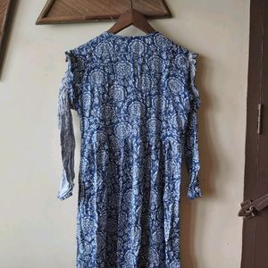 Blue Cold-Sholder Dress