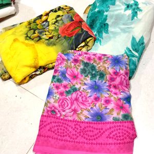 3 Saree Chiffon Combo Sale