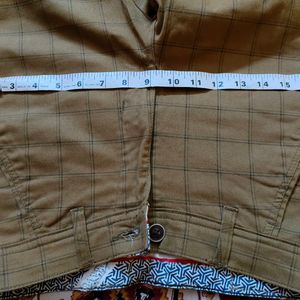 Mens Checked Chinos Khaki Size -28