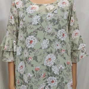 Floral Print Chiffon Top