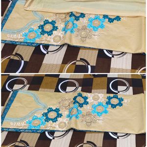 cotton suit fabric with soft brocade bottom fabri