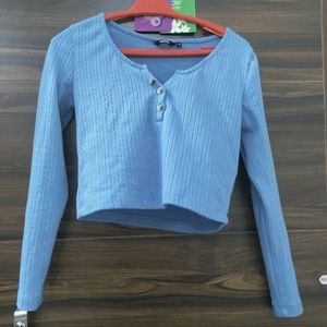 New Blue Casual Fitted Top