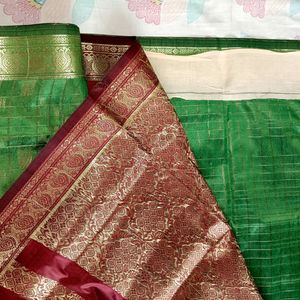 Green And maroon Saree