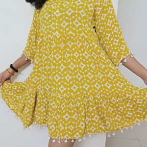 A-line Yellow Mini Dress