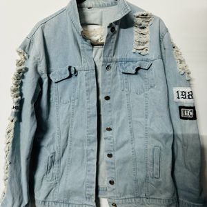 Blue Ripped Denim Jacket