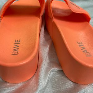 Lavie Neon Orange platform slippers