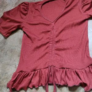 "NEW" Brown Peplum Top