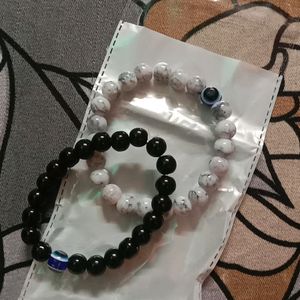 Evil Eye  Black And White Combo Bracelet