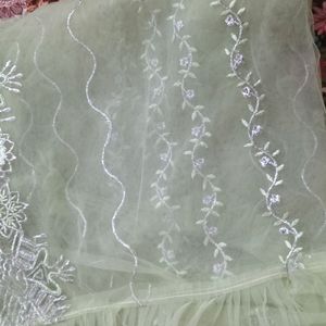 Beautiful Pakistani Suit With Net Frill Dupatta