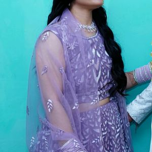 Beautiful Lavender Colour Net Lehnga