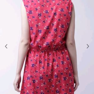 Red Printed Fir And Flare Dress From Moda Rapido