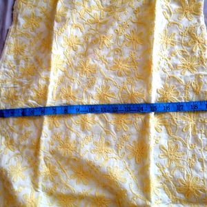 Chikankari Yellow Long Kurti