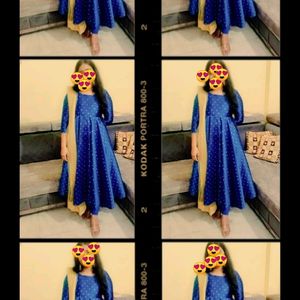 AKS Peacock Blue Anarkali Gown/Kurta