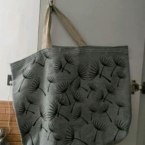 Tote Spacious Hand Bag Black And Grey Colour