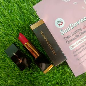 Combo Of Manish Malhotra Lipstick And Sheet Mask