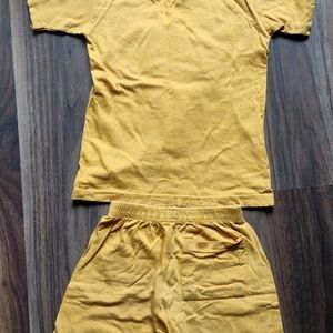 Kids Mustard Yellow Tshirt Pant Set For 2-4 Yrs