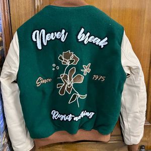 ZARA GREEN WOOL VARSITY JACKET