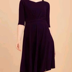 Women Fit And Flare Purple Dress.