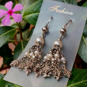 Beautiful Silver Pearl Dangling Earrings