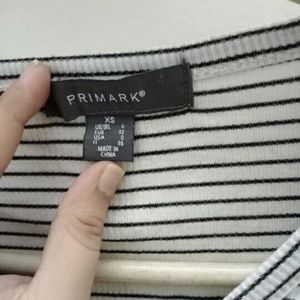 Primark White & Black Lining Top (Women)