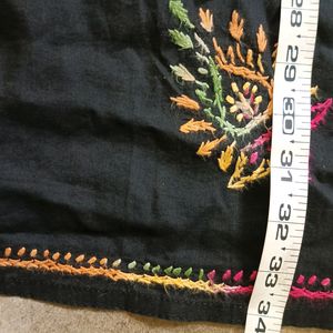 Cotton Black Multi Chikankari Kurti