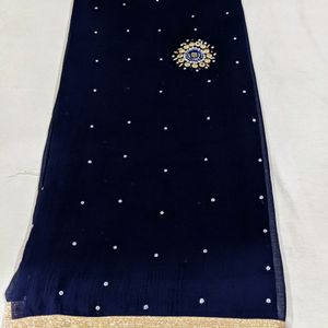 Navy Blue Saree With Blouse