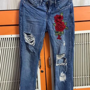 Ajio Distressed Embellished Jeans