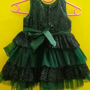 Kids Fluffy Green Gown