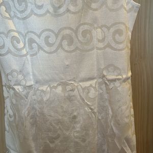 White Georgette Self Design Tunic