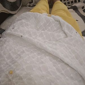 White And Yellow Suit Set With Dupatta