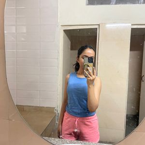 Blue Top And Pink Shorts