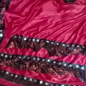 Maroon N Black Frill Saree