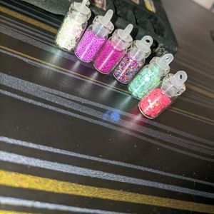 Mini Glitter And Charm Bottles For Nails Or Makeup