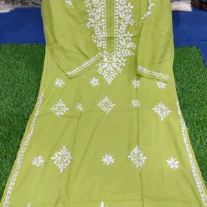 Green Handwork Chikankaari Kurta