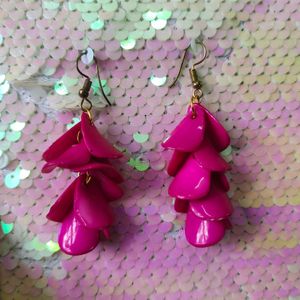 Fuchsia Petal Drop Earrings