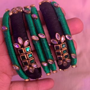 2 Pairs ( 6 Silk Thread Bangles)