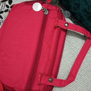 Red Colour Sling Bag With Many Compartment