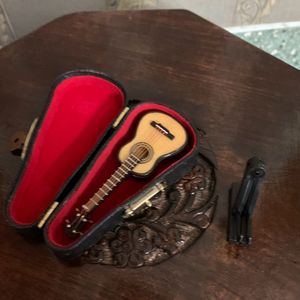 Price Drop‼️miniature Guitar With Stand And Case