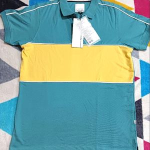 Teen Boy Gree And Yellow Polo T-shirt