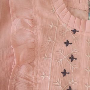 Beautiful Peach Color Embroidered Top