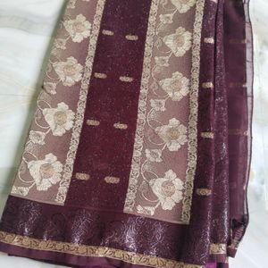 Party Wear Maroon Saree ✨