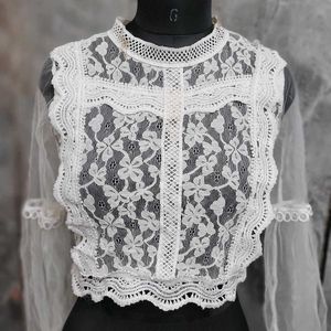 White Lace Long Sleeve Top