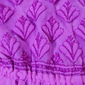 Purple women Chicken Embroidery Kurta