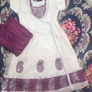 Beautiful Anarkali White And Purple