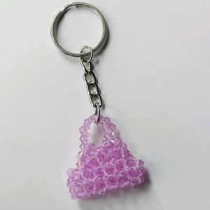 Lavender Beaded Bag Keychain