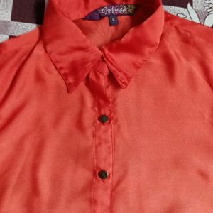 Satin Beautiful Shirt For Girls## Ornage Colour### Very Good Condotion